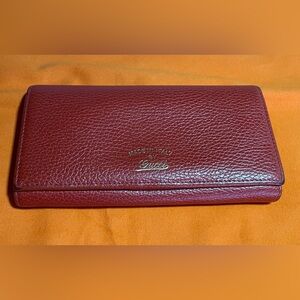 Gucci Long Wallet Leather Red Gold Hardware